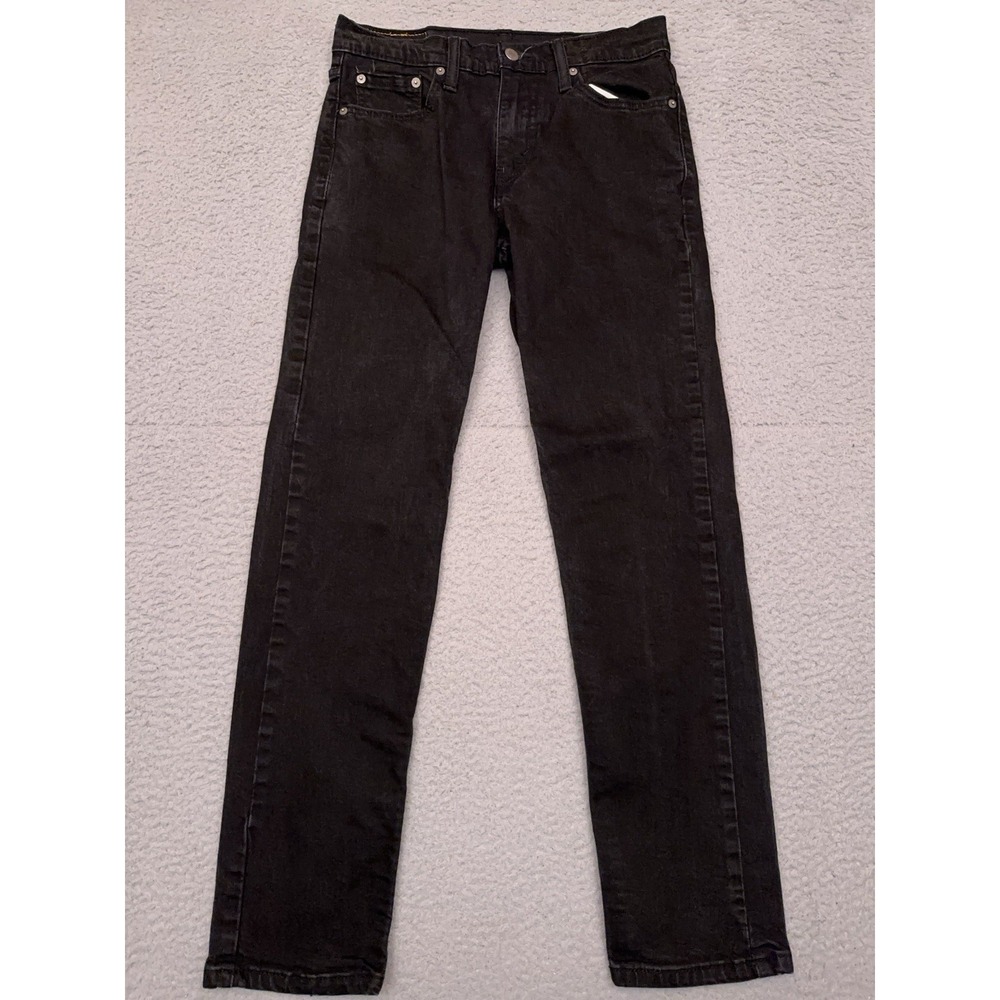 Levi's 502 Jeans Men's 29x29 Black Tapered Fit Dark Wash‎ Denim Stretch Faded